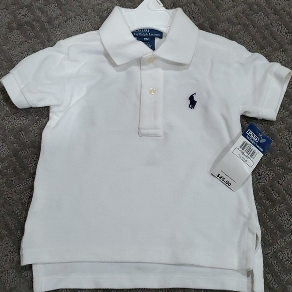 infant white polo shirt